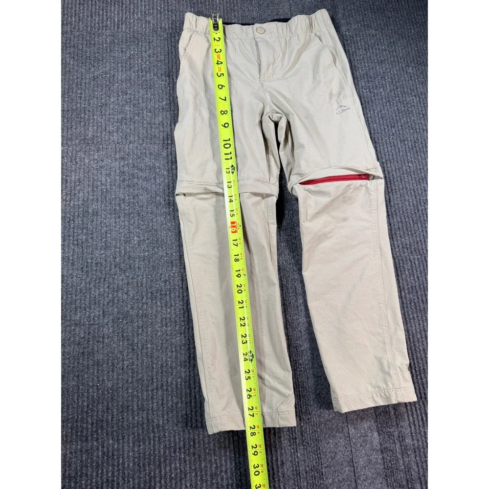 LL Bean Kids Convertible Hiking Pants Tan Khaki Zip Off Shorts Size 6X-7 513663